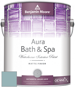 Benjamin Moore Aura 532 Bath & Spa Waterborne Interior Paint Matte Finish краска цвет 718 Ocean City Blue