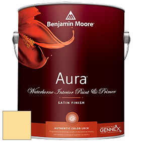 Benjamin Moore Aura 526 Waterborne Interior Satin Finish покрытие цвет 2020-50 Mellow Yellow