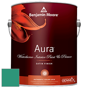 Benjamin Moore Aura 526 Waterborne Interior Satin Finish покрытие цвет 608 Erin Green