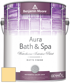 Benjamin Moore Aura 532 Bath & Spa Waterborne Interior Paint Matte Finish краска цвет 2020-50 Mellow Yellow
