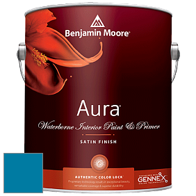 Benjamin Moore Aura 526 Waterborne Interior Satin Finish покрытие цвет 2060-30 Seaport Blue