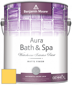 Benjamin Moore Aura 532 Bath & Spa Waterborne Interior Paint Matte Finish краска цвет 2021-40 Yellow Highlighter