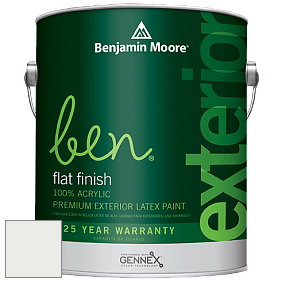 Benjamin Moore Ben 541 Waterborne Exterior Flat Finish краска цвет 872 White Christmas