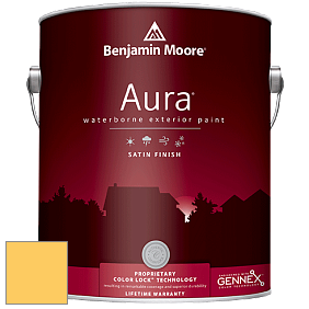 Benjamin Moore Aura 631 Waterborne Exterior Satin Finish краска цвет 2020-40 Yellow Rain Coat