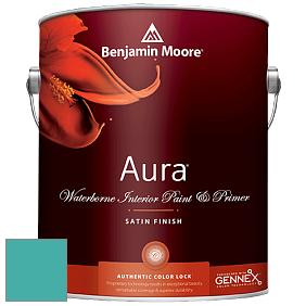 Benjamin Moore Aura 526 Waterborne Interior Satin Finish покрытие цвет 733 Palm Coast Teal