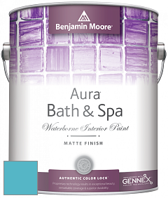 Benjamin Moore Aura 532 Bath & Spa Waterborne Interior Paint Matte Finish краска цвет 768 Atlantis Blue