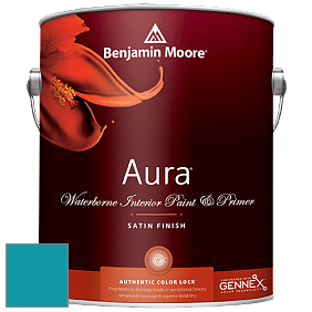 Benjamin Moore Aura 526 Waterborne Interior Satin Finish покрытие цвет 761 Meridian Blue