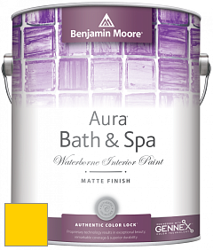 Benjamin Moore Aura 532 Bath & Spa Waterborne Interior Paint Matte Finish краска цвет 2022-30 Bright Yellow