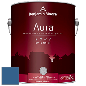 Benjamin Moore Aura 631 Waterborne Exterior Satin Finish краска цвет 798 Blue Suede Shoes
