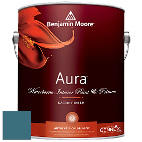 Benjamin Moore Aura 526 Waterborne Interior Satin Finish покрытие цвет 749 Bainbridge Blue