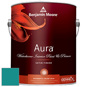 Benjamin Moore Aura 526 Waterborne Interior Satin Finish покрытие цвет 734 Tropical Teal