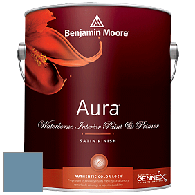 Benjamin Moore Aura 526 Waterborne Interior Satin Finish покрытие цвет 839 Old Blue Jeans