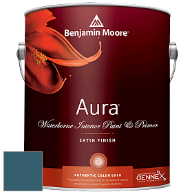 Benjamin Moore Aura 526 Waterborne Interior Satin Finish покрытие цвет 2058-20 Slate Teal