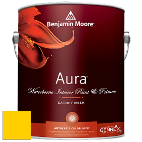 Benjamin Moore Aura 526 Waterborne Interior Satin Finish покрытие цвет 2022-30 Bright Yellow