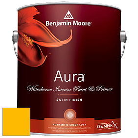 Benjamin Moore Aura 526 Waterborne Interior Satin Finish покрытие цвет 2021-20 Lemon