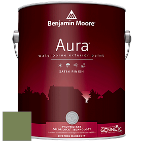 Benjamin Moore Aura 631 Waterborne Exterior Satin Finish краска цвет 546 Courtyard Green