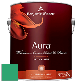 Benjamin Moore Aura 526 Waterborne Interior Satin Finish покрытие цвет 2039-30 Cabana Green
