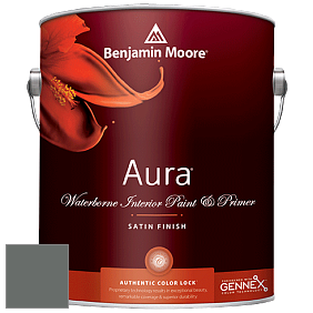 Benjamin Moore Aura 526 Waterborne Interior Satin Finish покрытие цвет 1589 Kitty Gray
