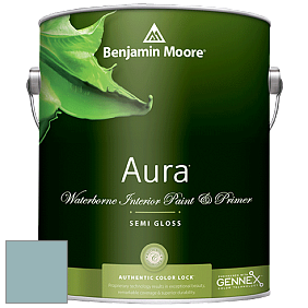 Benjamin Moore Aura 528 Waterborne Interior Semi-gloss Finish краска цвет 718 Ocean City Blue