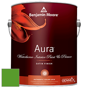 Benjamin Moore Aura 526 Waterborne Interior Satin Finish покрытие цвет 2032-10 Neon Green