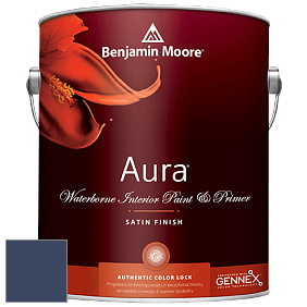 Benjamin Moore Aura 526 Waterborne Interior Satin Finish покрытие цвет 2064-10 Bold Blue