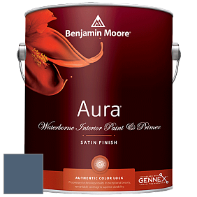 Benjamin Moore Aura 526 Waterborne Interior Satin Finish покрытие цвет 840 Kensington Blue
