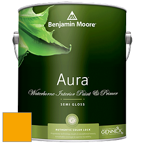 Benjamin Moore Aura 528 Waterborne Interior Semi-gloss Finish краска цвет 2019-10 Mardi Gras Gold
